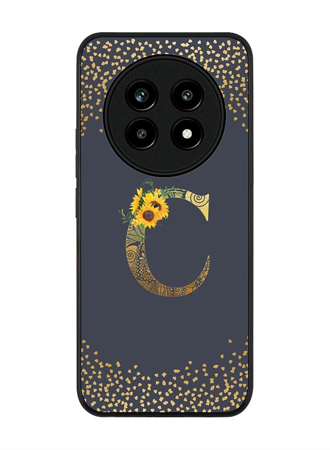 For Realme 13 Pro / 13 Pro+ Case,Slim fit Camera Protection, Shockproof Thin Phone cover  - Custom Floral Monogram - C  (Grey )